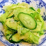 中華風ドレッシングかけ☆　レタスとキュウリのサラダ
